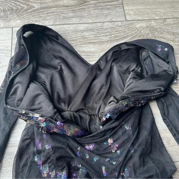 BeBe Lace Sequin  Long Sleeve Romper - Picture 13 of 14